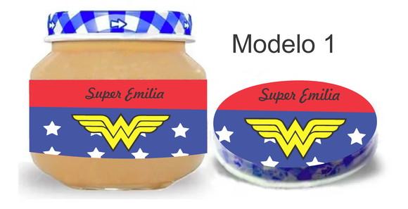 Rótulo Papinha + Adesivo Tampa -mulher Maravilha