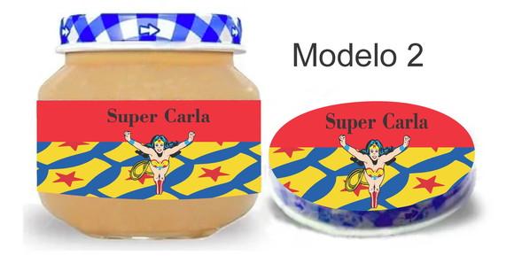 Rótulo Papinha + Adesivo Tampa -mulher Maravilha