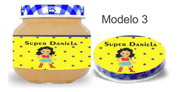 Rótulo Papinha + Adesivo Tampa -mulher Maravilha