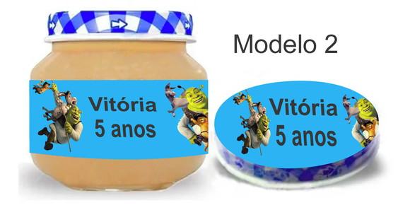 Rótulo Papinha + Adesivo Tampa -shrek