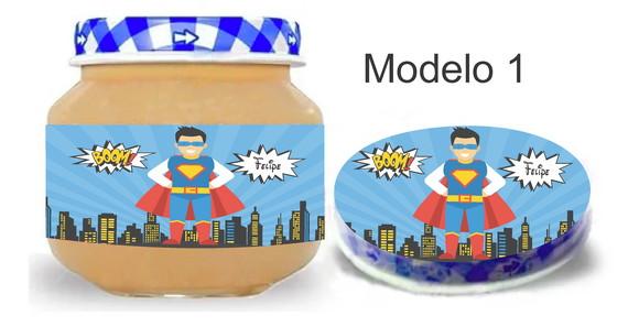 Rótulo Papinha + Adesivo Tampa -super Heroi