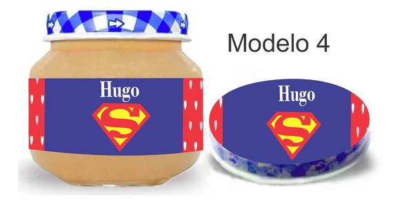 Rótulo Papinha + Adesivo Tampa -super Homem