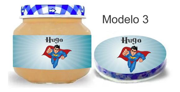 Rótulo Papinha + Adesivo Tampa -super Heroi