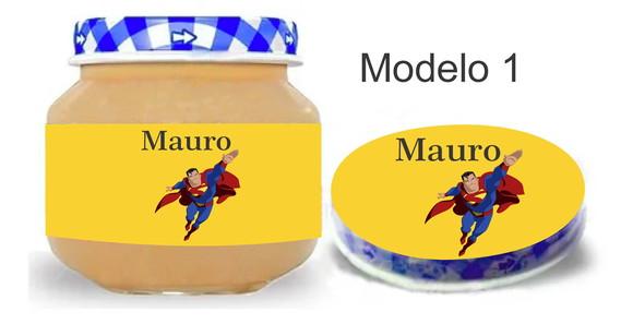 Rótulo Papinha + Adesivo Tampa -super Homem