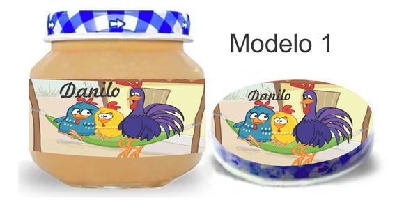 Rótulo Papinha + Adesivo Tampa- Galinha Pintadinha