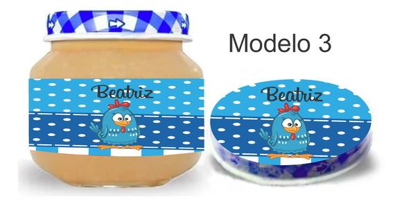 Rótulo Papinha + Adesivo Tampa- Galinha Pintadinha