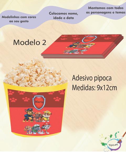 Rótulo para Balde de Pipoca- Patrulha Canina