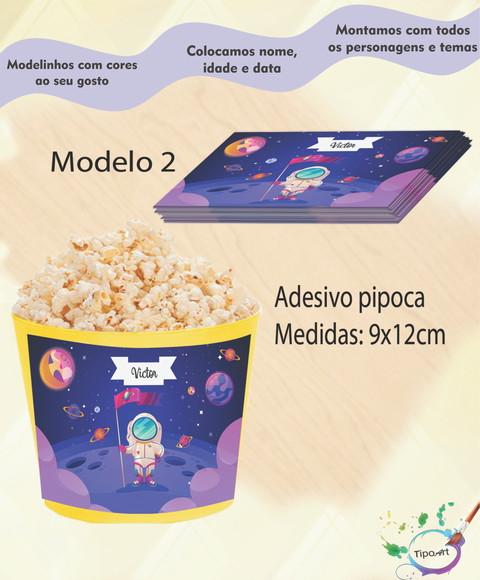 Rótulo para Balde de Pipoca-astronauta