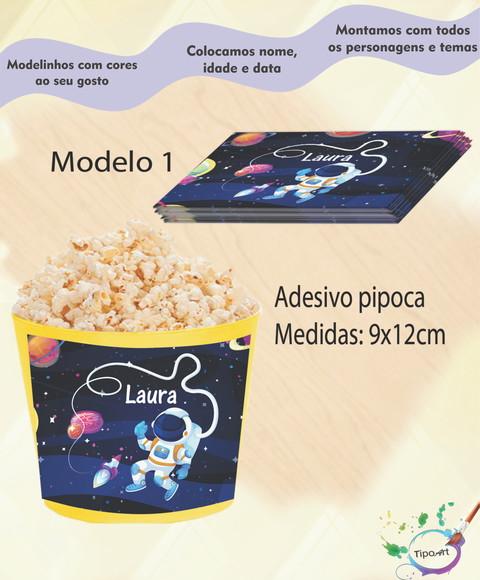 Rótulo para Balde de Pipoca-astronauta
