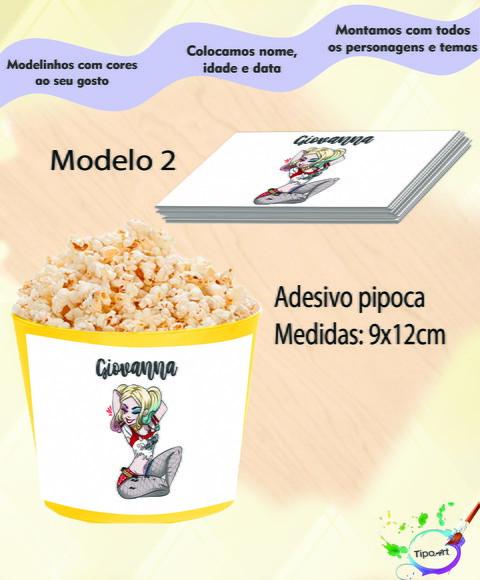 Rótulo para Balde de Pipoca-arlequina
