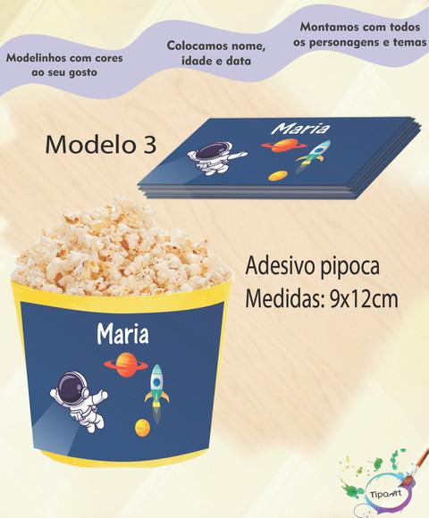 Rótulo para Balde de Pipoca-astronauta