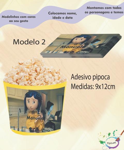 Rótulo para Balde de Pipoca-caroline e o Mundo Secreto