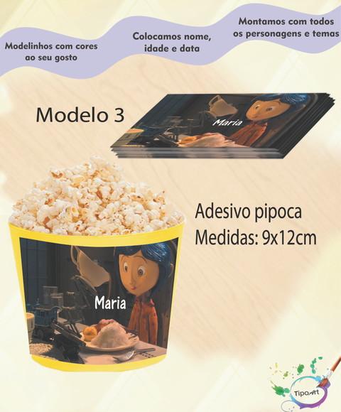 Rótulo para Balde de Pipoca-caroline e o Mundo Secreto