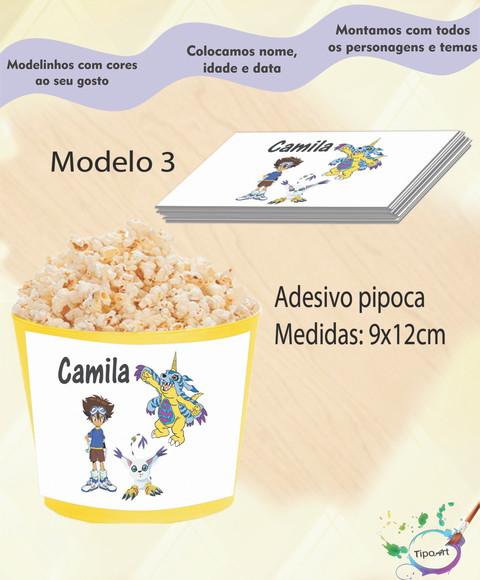 Rótulo para Balde de Pipoca-digimon