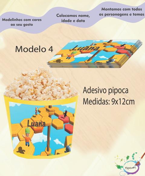 Rótulo para Balde de Pipoca-stumble Guys
