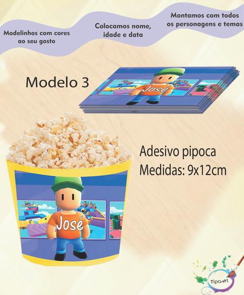 Rótulo para Balde de Pipoca-stumble Guys