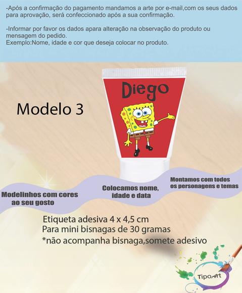 Rotulo para Bisnaga-bob Esponja