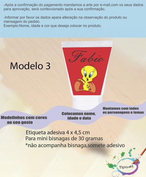 Rotulo para Bisnaga-piu Piu