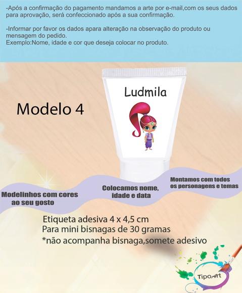 Rotulo para Bisnaga-shimmer Shine
