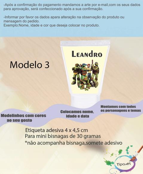 Rotulo para Bisnaga-tartaruga Ninja