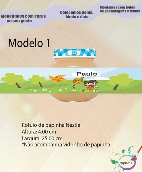 Rótulo Vidro Papinha- Pipa e Catavento