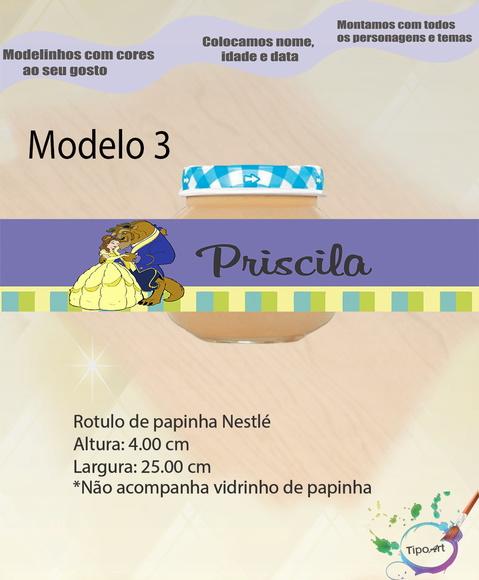 Rótulo Vidro Papinha-bela e a Fera