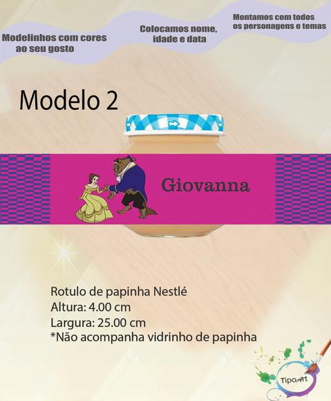 Rótulo Vidro Papinha-bela e a Fera
