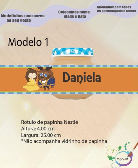 Rótulo Vidro Papinha-bela e a Fera