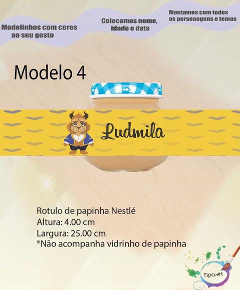 Rótulo Vidro Papinha-bela e a Fera
