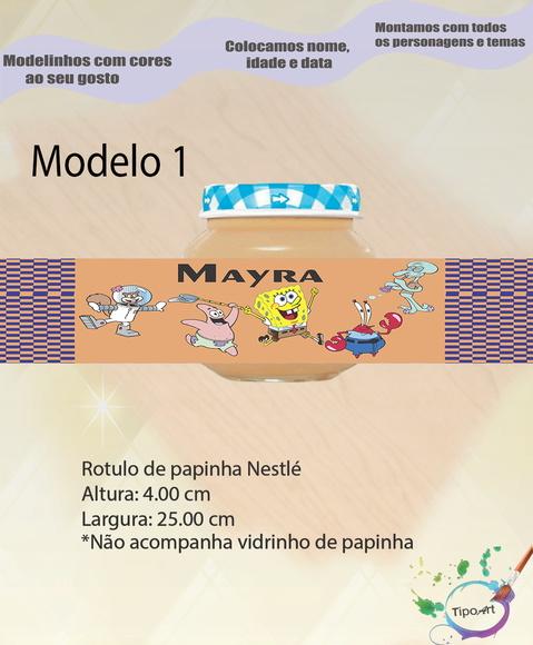 Rótulo Vidro Papinha-bob Esponja