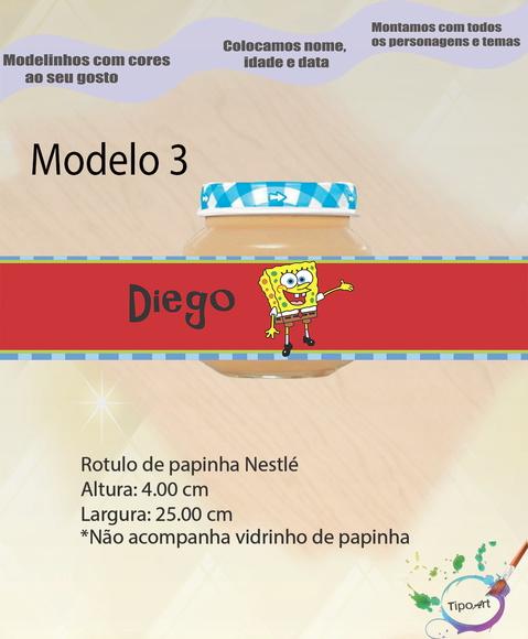Rótulo Vidro Papinha-bob Esponja