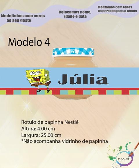Rótulo Vidro Papinha-bob Esponja