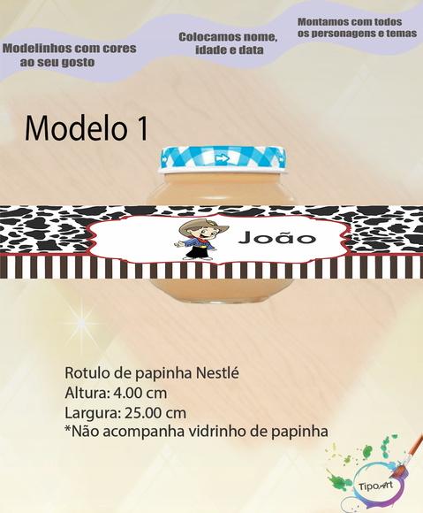 Rótulo Vidro Papinha-cowboy