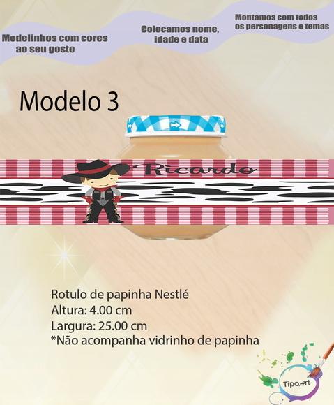 Rótulo Vidro Papinha-cowboy