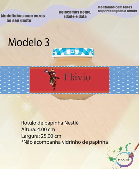 Rótulo Vidro Papinha-homem de Ferro