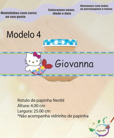 Rótulo Vidro Papinha-hello Kitty