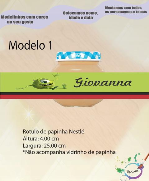 Rótulo Vidro Papinha-mike Wazowski