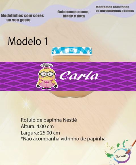 Rótulo Vidro Papinha-minions