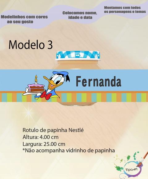 Rótulo Vidro Papinha-pato Donald