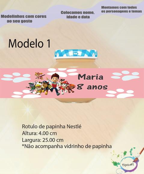 Rótulo Vidro Papinha-patrulha Canina