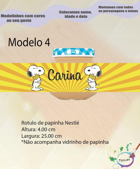 Rótulo Vidro Papinha-snoopy