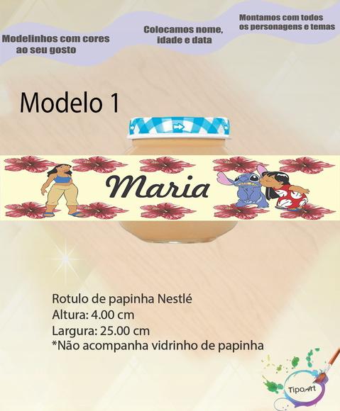 Rótulo Vidro Papinha-stitch e Lilo