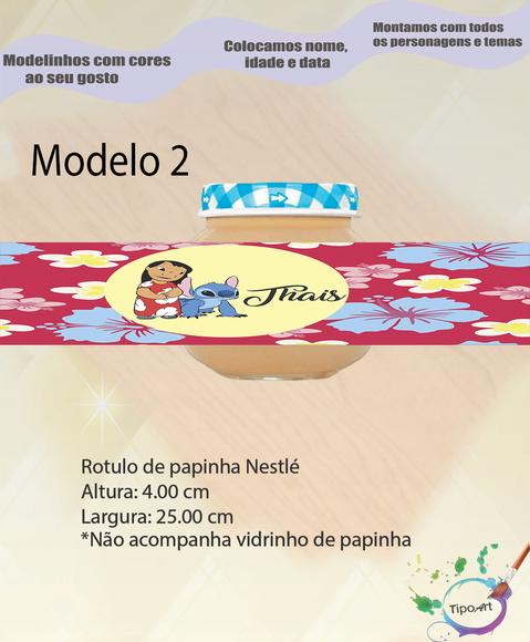 Rótulo Vidro Papinha-stitch e Lilo