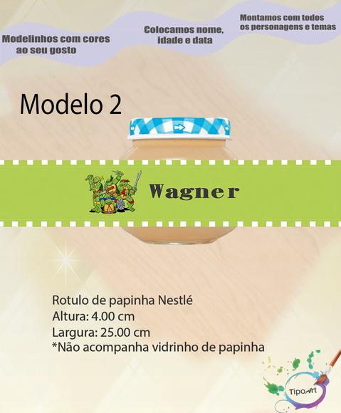 Rótulo Vidro Papinha-tartaruga Ninja