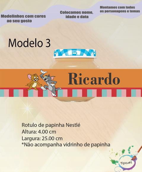 Rótulo Vidro Papinha-tom e Jerry
