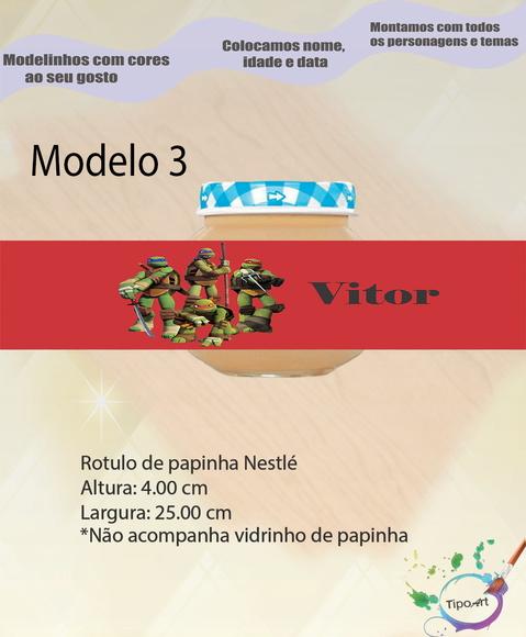 Rótulo Vidro Papinha-tartaruga Ninja