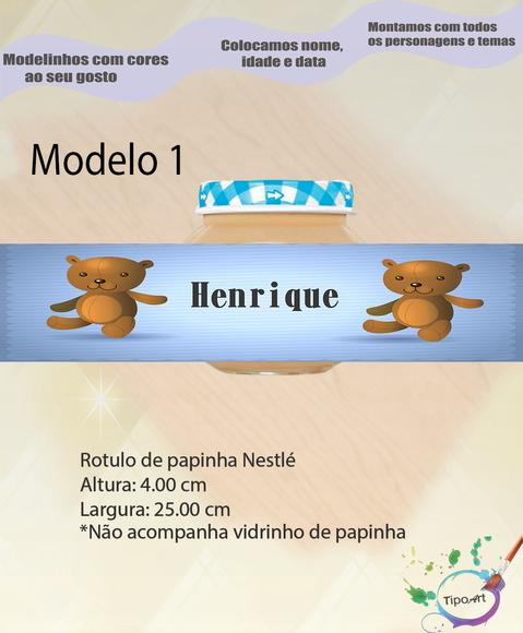 Rótulo Vidro Papinha-ursinho