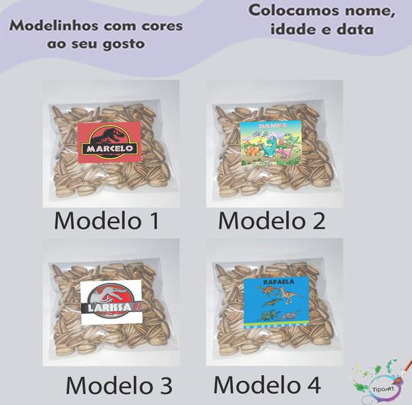 Saquinho Personalizado com Semente Girassol/dinossauro