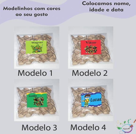 Saquinho Personalizado com Semente Girassol/tartaruga Ninja