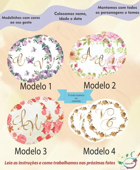 Adesivo -monogramas Florais